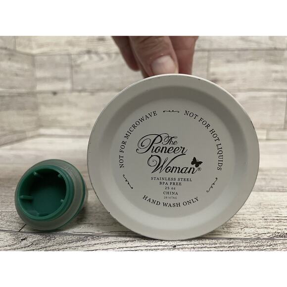 Pioneer Woman Vintage Floral Stainless Steel Water Bottle 25oz White Green Top - Picture 5 of 6